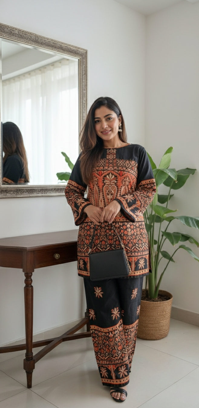 The "Black Berry" Noir Rayon Slub Co-ord Set