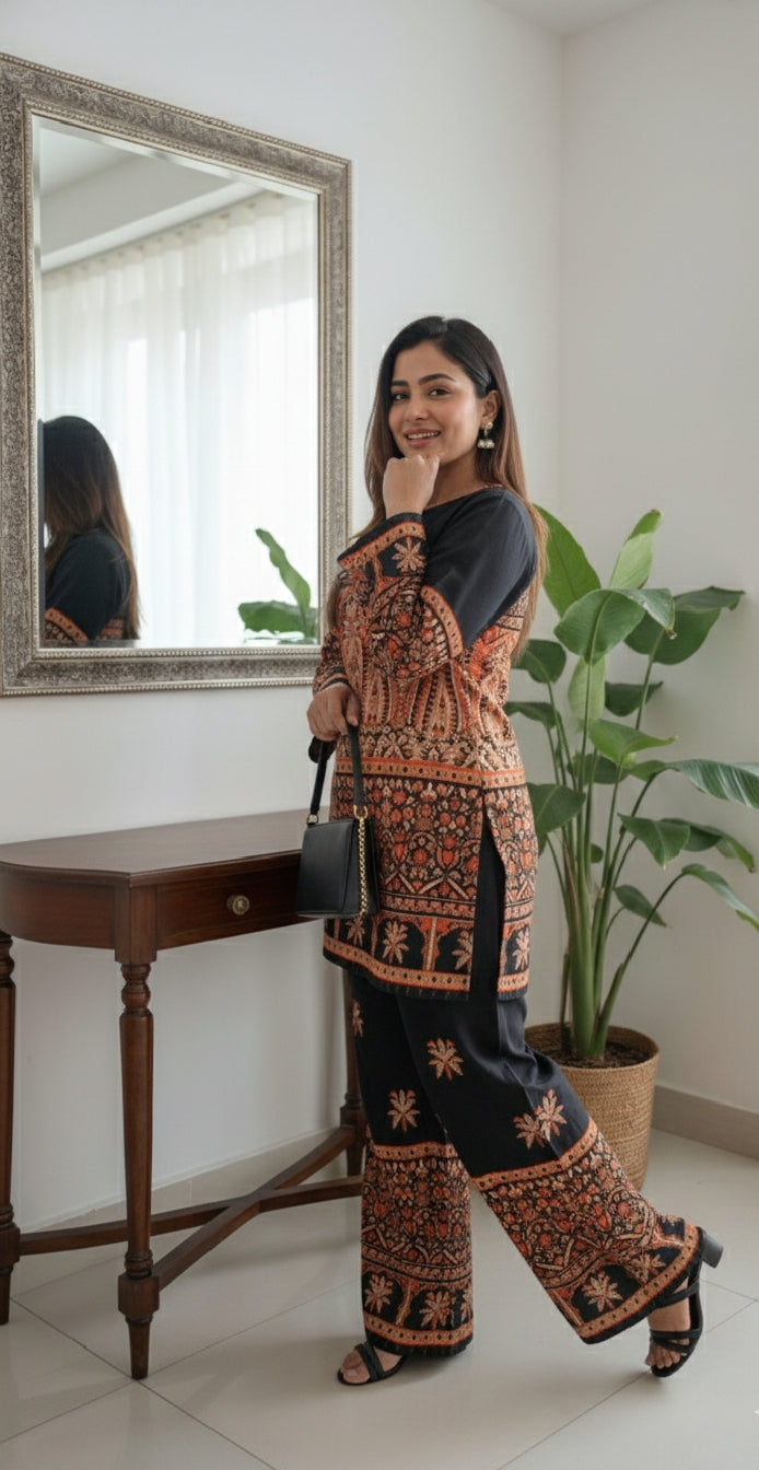 The "Black Berry" Noir Rayon Slub Co-ord Set