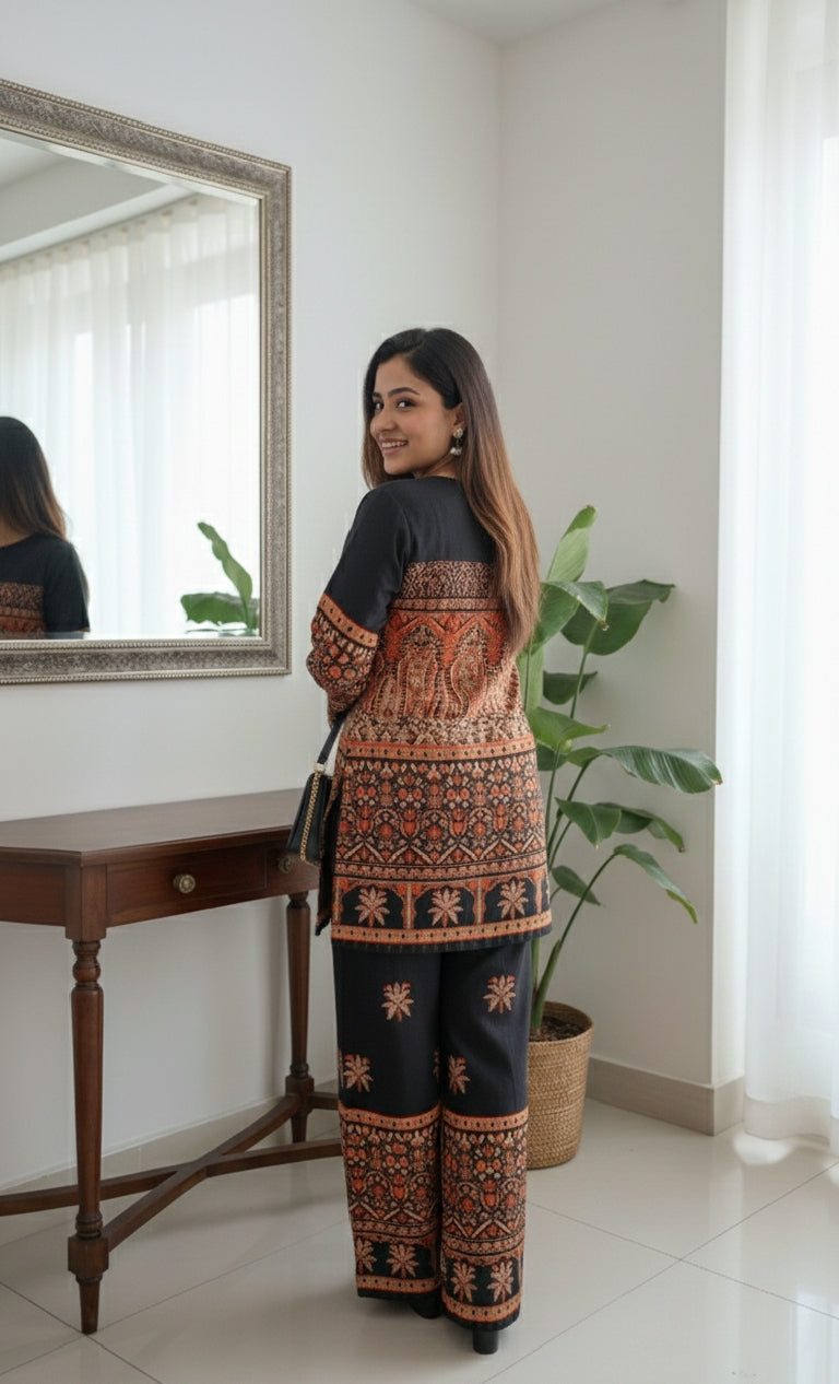 The "Black Berry" Noir Rayon Slub Co-ord Set