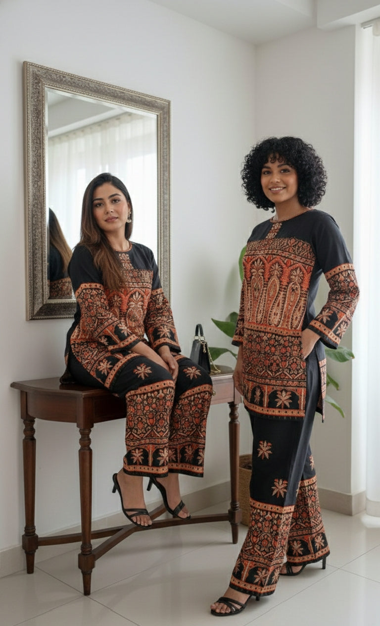 The "Black Berry" Noir Rayon Slub Co-ord Set