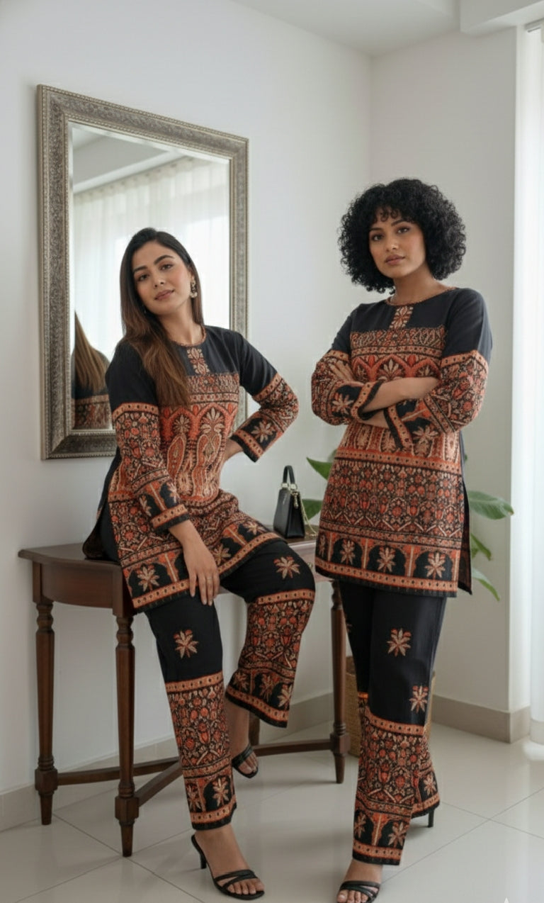 The "Black Berry" Noir Rayon Slub Co-ord Set