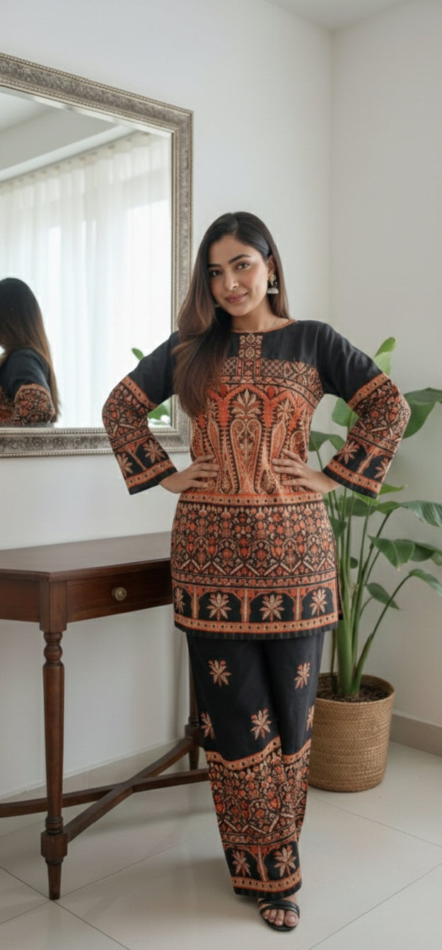 The "Black Berry" Noir Rayon Slub Co-ord Set