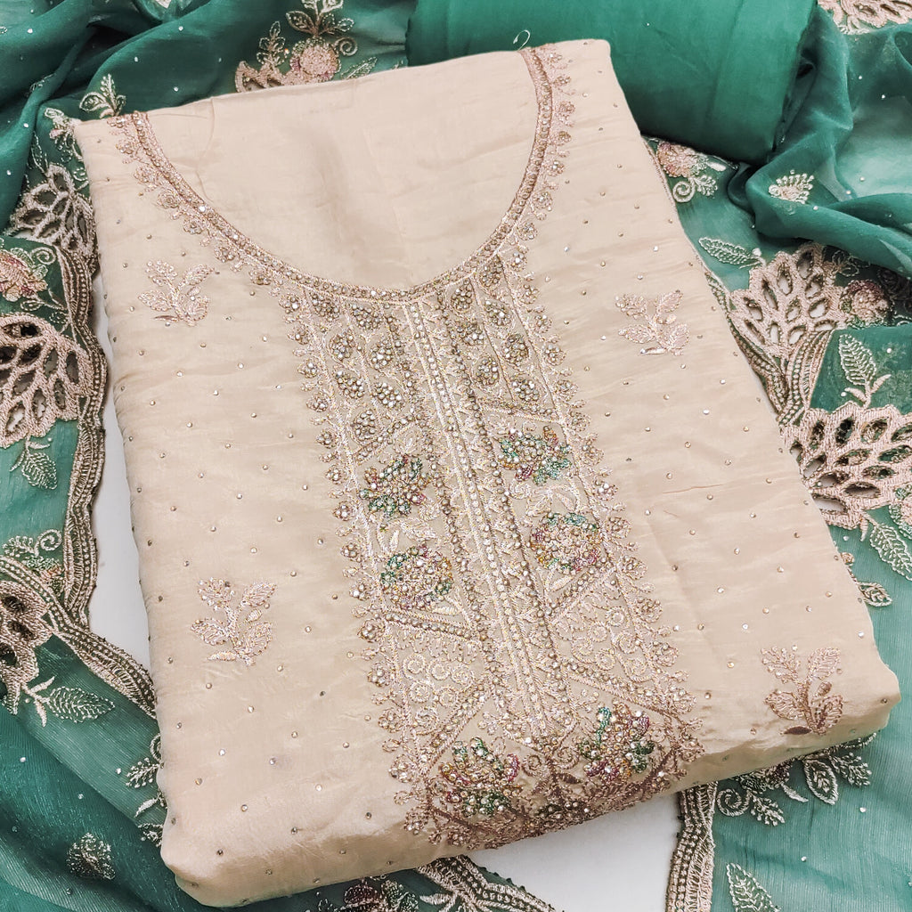 Suit salwar ( unstitched/ semi-stitched ) With Contrast set