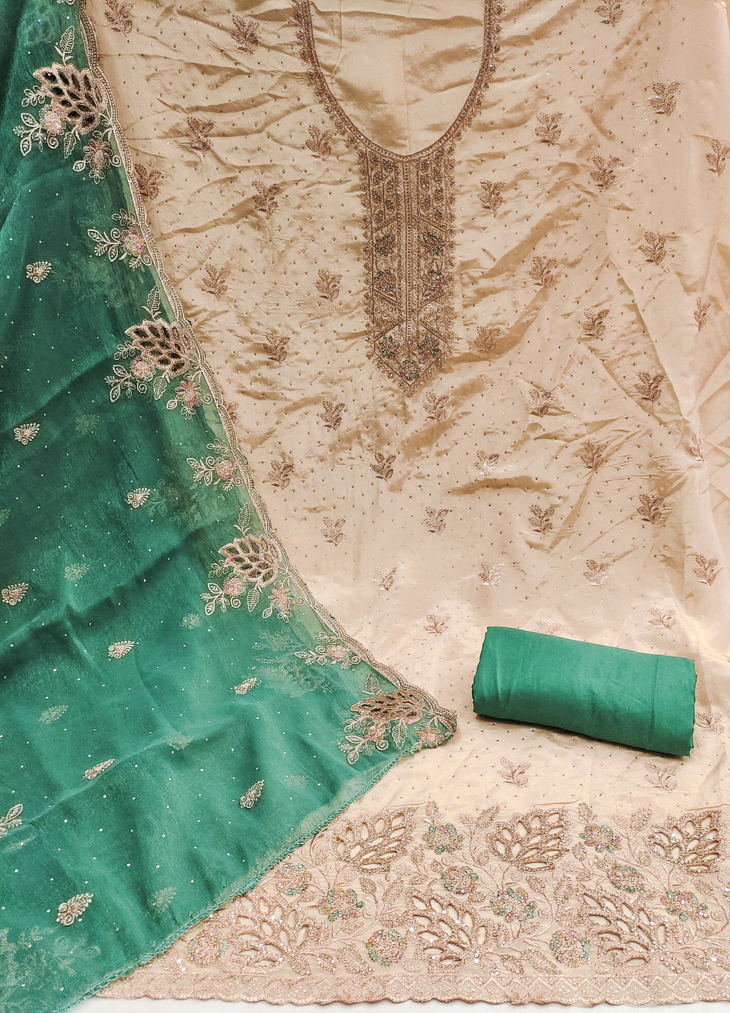 Suit salwar ( unstitched/ semi-stitched ) With Contrast set
