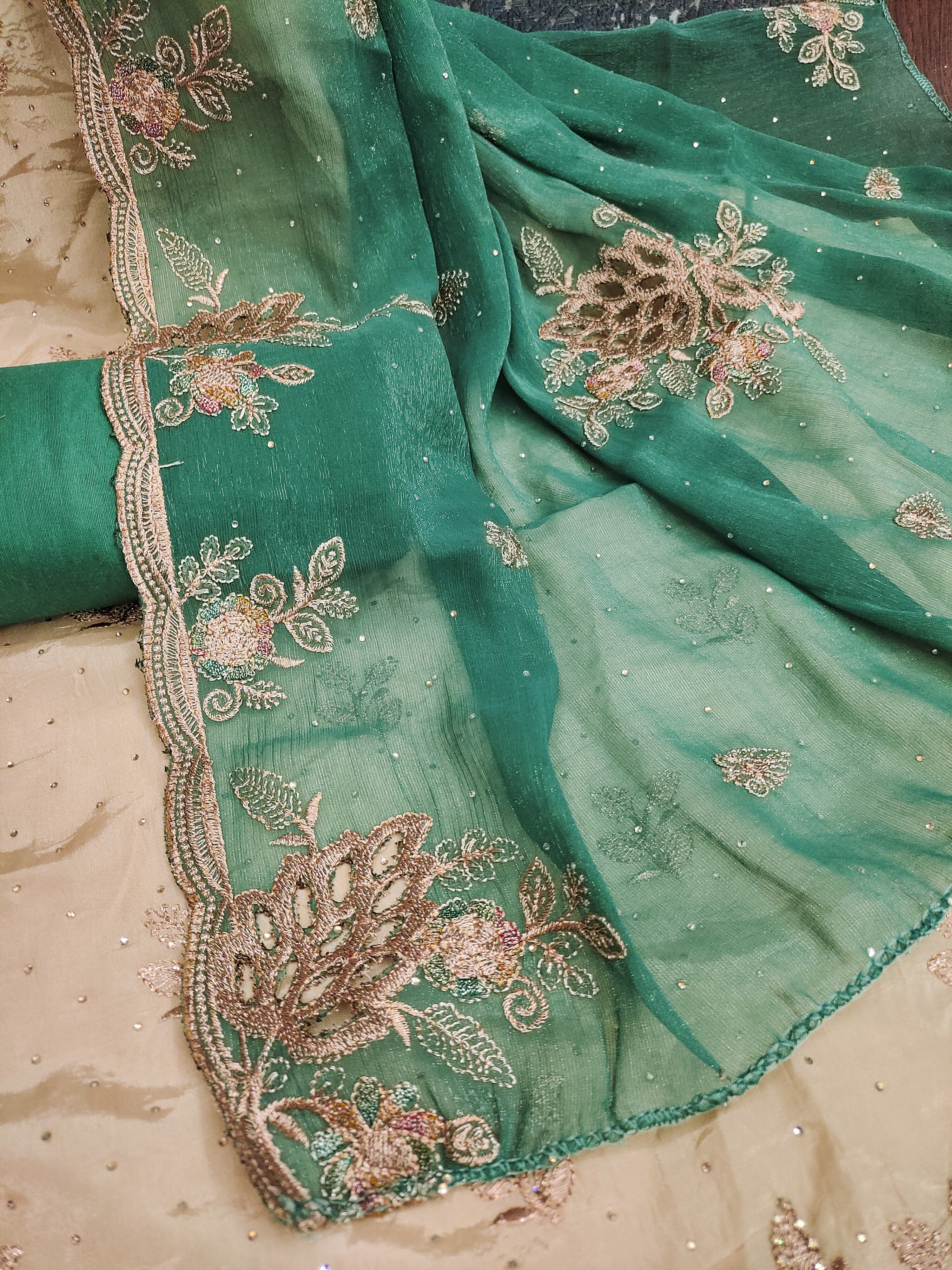 Suit salwar ( unstitched/ semi-stitched ) With Contrast set
