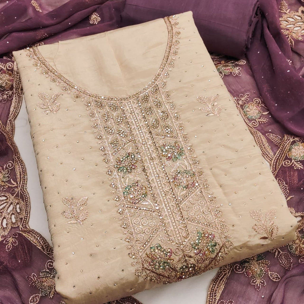 Suit salwar ( unstitched/ semi-stitched ) With Contrast set